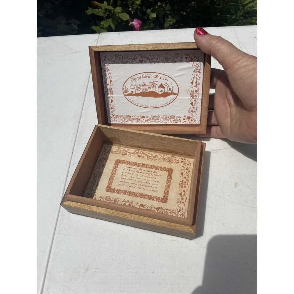 Vintage Annabella Box by Eve Foster Jamaica Folk Art Wood Trinket Box Excellent